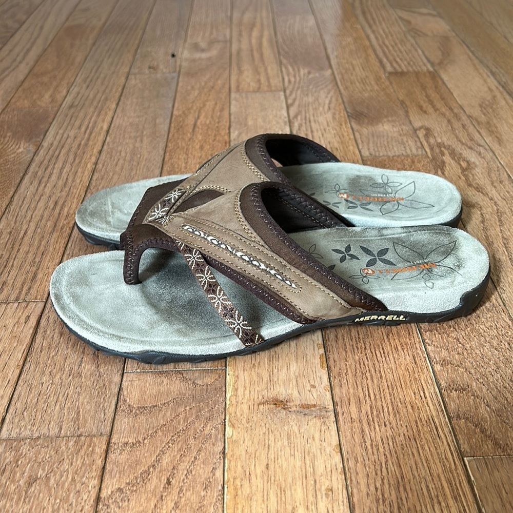 Merrell Terran post sandal slip on slide sandals thong women’s size 9 brown